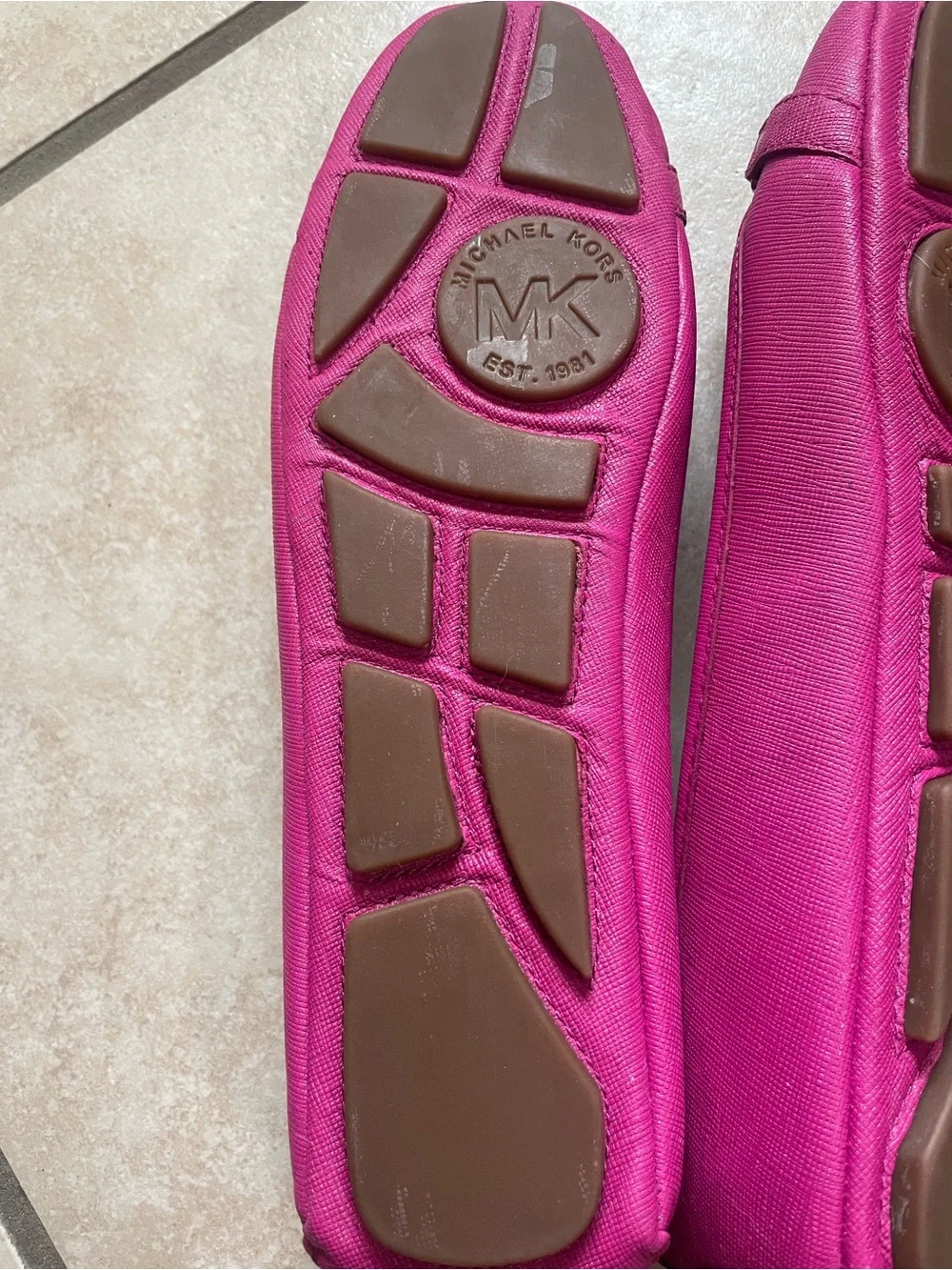 Michael Kors Hot Pink MK Logo Canvas Ballet Flats